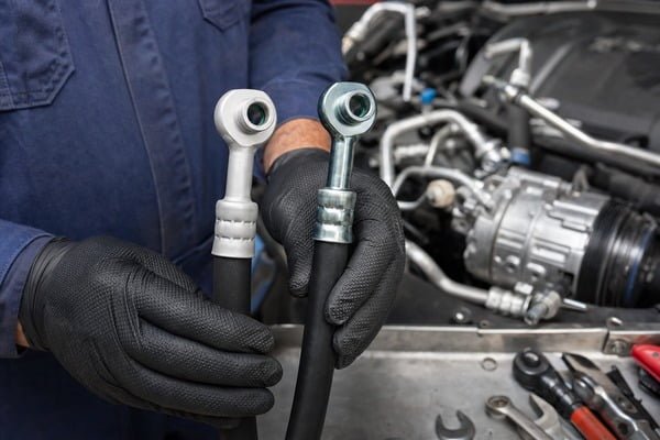 types of automotive AC hose fittings angles